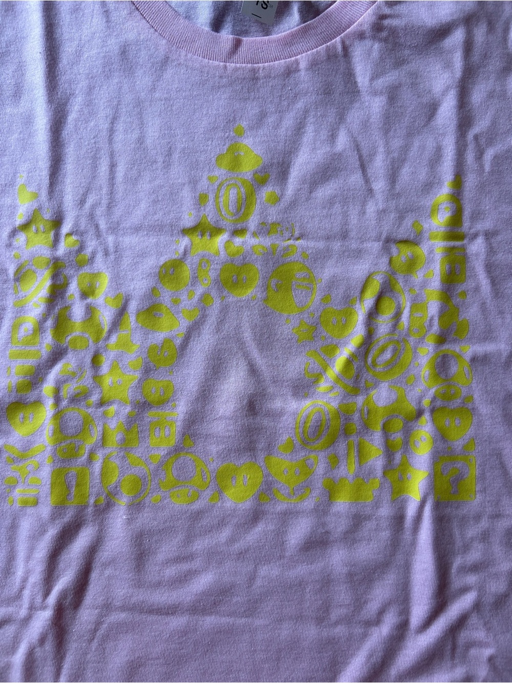 Graphic Crown Tee in pink  and bright  Yellow Mario themed